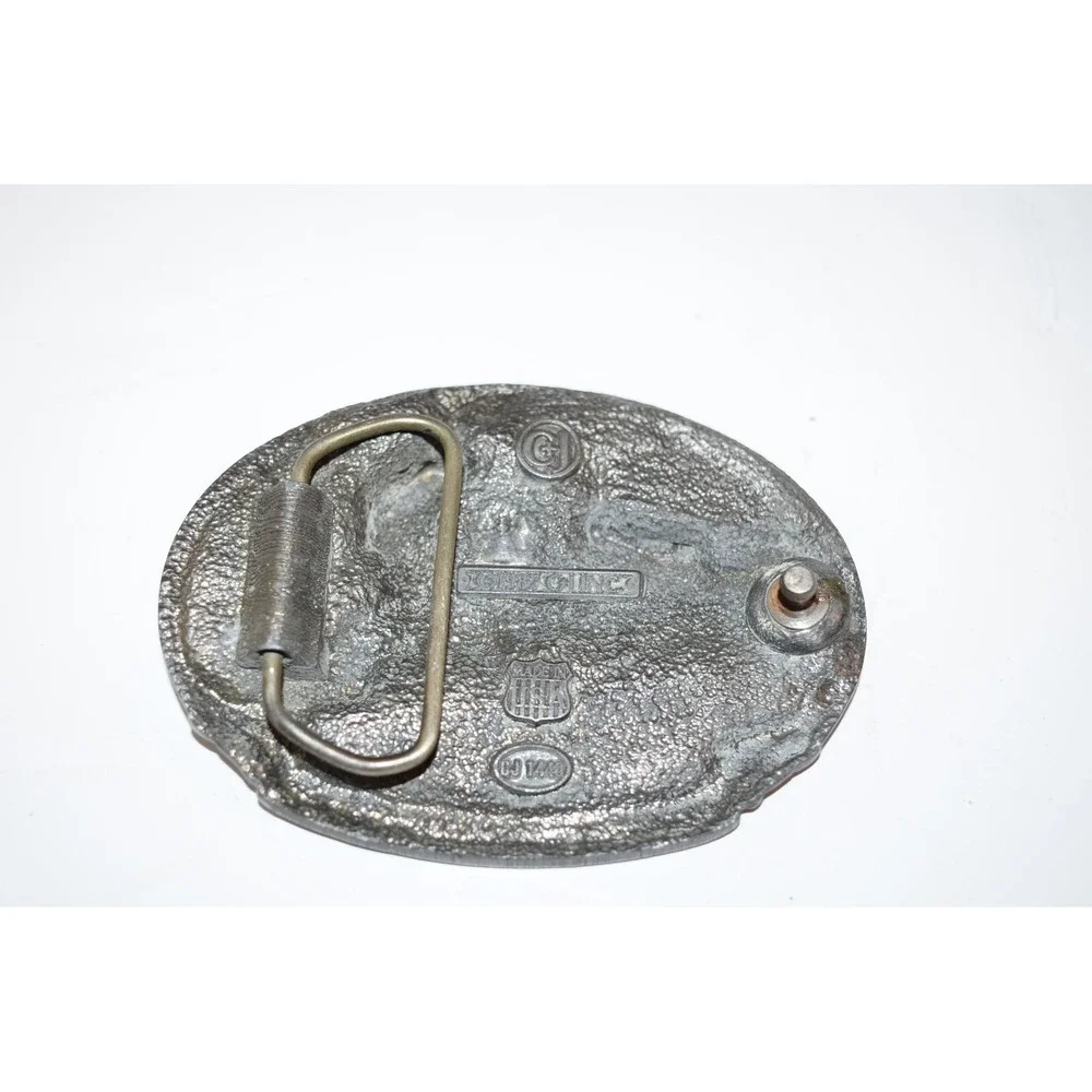 Vtg Steam Engine Train‎ American 440 Railroad C+J Pewter Belt Buckle Western